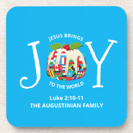 Custom Blue Christmas JOY TO THE WORLD Getränkeuntersetzer