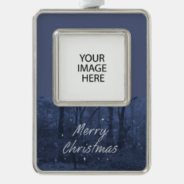 Custom Blue Christmas Ornament Rahmen-Ornament Silber