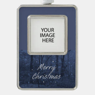 Custom Blue Christmas Ornament Rahmen-Ornament Silber