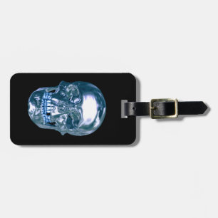 Custom Blue Chrome Skull Luggage Tag Gepäckanhänger