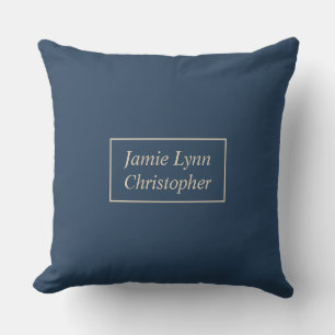 Custom Blue Couples Named Throw Pillow Kissen