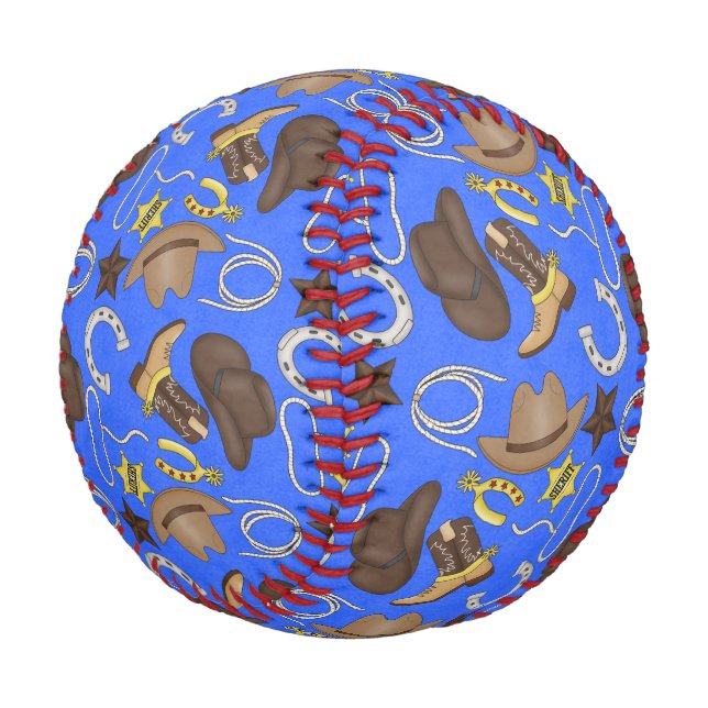 Custom Blue Cowboy Way Baseball (Schrägansicht)