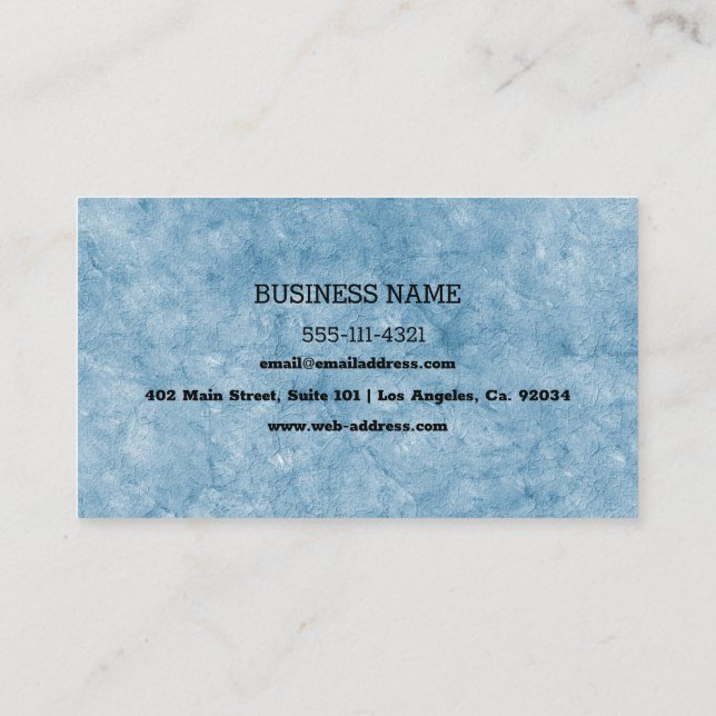 Custom Blue Cracked Texture Business Card Visitenkarte (Rückseite)