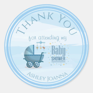 Custom Blue Danke Baby Dusche Runder Aufkleber