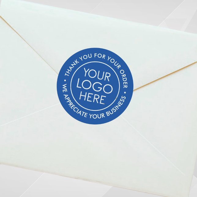 Custom Blue Dankeschön Aufkleber mit Logo (Custom Blue Thank You Sticker with Logo)