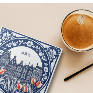 Custom Blue Delft Amsterdam Souvenir Fliese