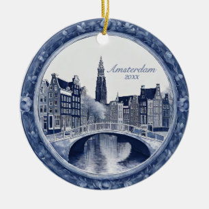 Custom Blue Delft Amsterdam Souvenir Keramik Ornament