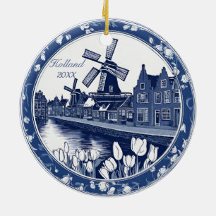 Custom Blue Delft Holland Souvenir Keramik Ornament