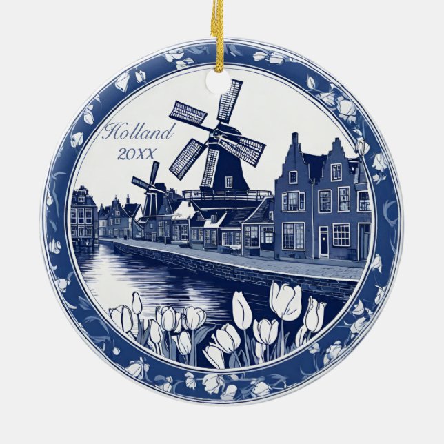 Custom Blue Delft Holland Souvenir Keramik Ornament (Hinten)