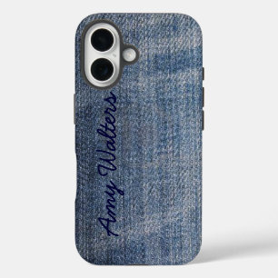 Custom Blue Denim Jeans iPhone 16 Hülle