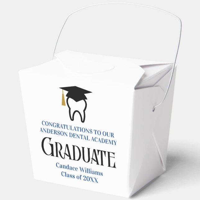Custom Blue Dental School Graduation Party Geschenkschachtel (Vorderseite)