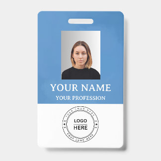 Custom Blue Employee Name Abzeichen mit Foto, Logo Ausweis