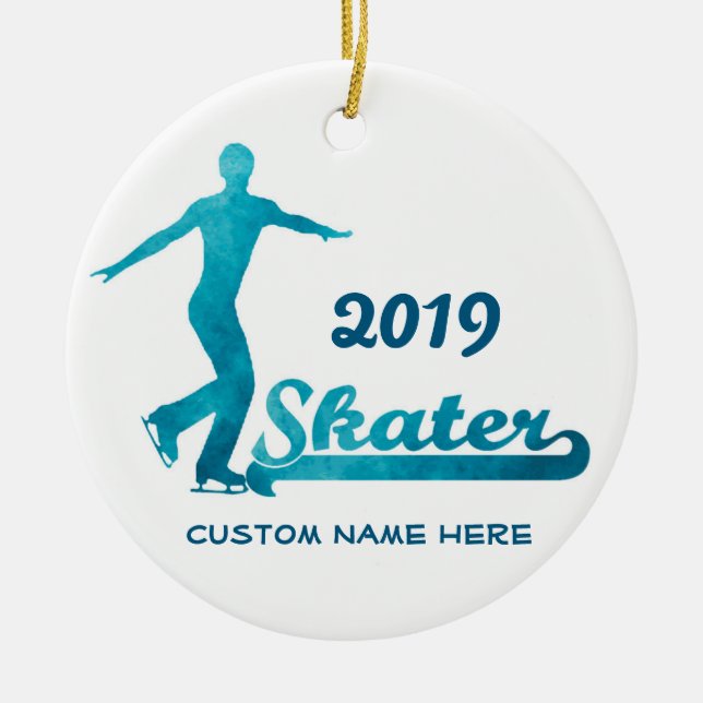 Custom Blue Figure Skaten Ornament 2019 (Vorne)