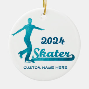 Custom Blue Figure Skaten Ornament 2024