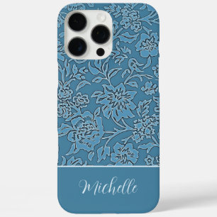 Custom Blue Floral iPhone / iPad Gehäuse 16 Pro Max Hülle