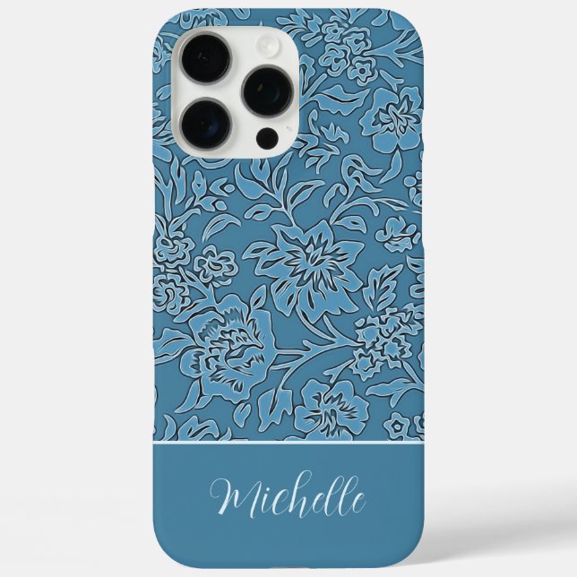 Custom Blue Floral iPhone / iPad Gehäuse Case-Mate iPhone Hülle (Rückseite)