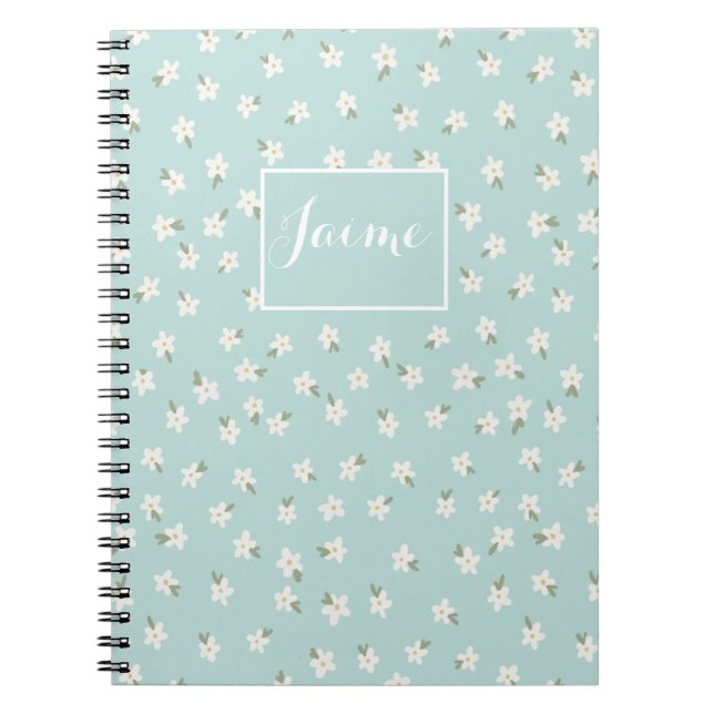 Custom blue floral notebook notizblock (Vorderseite)