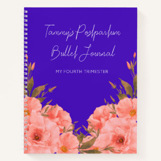 Custom Blue Floral Postpartum Journal For New Moms Notizbuch
