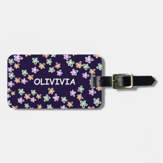 CUSTOM BLUE FLOWER PATTERN Luggage Tag Gepäckanhänger