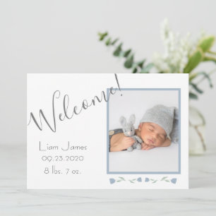 Custom Blue Foto Baby Boy Begrüßung Ankündigung
