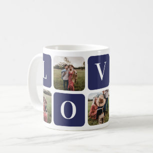 Custom Blue Foto Collage Family Liebe Tasse
