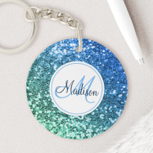 Custom Blue Glitzer Mermaid Mit Monogramm Name