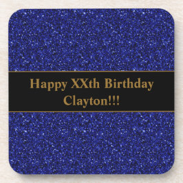 Custom Blue Glitzer mit Message Birthday Party Getränkeuntersetzer