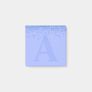 Custom Blue Glitzer Monogram Post-it® Notes Post-it Klebezettel