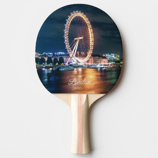 Custom Blue Gold City Night Travel London Tischtennis Schläger (Vorderseite)