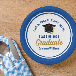 Custom Blue Gold Graduate 2025 Graduation Party Pappteller