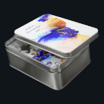 Custom Blue Gold Orange Abstrakt Puzzle<br><div class="desc">Einzigartige abstrakte Alkoholtupfer-Kunst aus dem Hause Pauline Benjes. Schöne abstrakte Kunst aus Alkoholfarbe in den Farbtönen Indigoblau und Zitrusorange. Das Indigo ist in viele Blautöne geschmolzen,  darunter Königlich- und Himmelblau,  Violett und lila. Die Farben sind mit flüssigem Gold gesäumt. Sehen Sie sich unsere Kollektion für atemberaubende abstrakte Kunst an.</div>