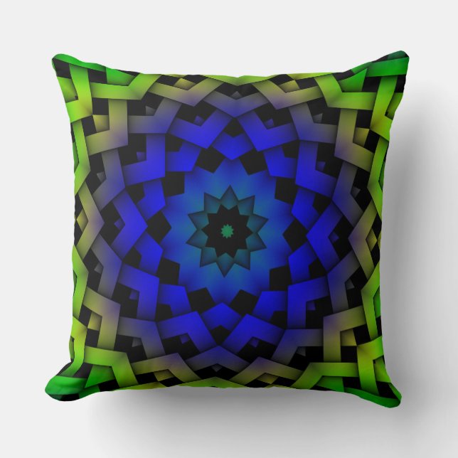 Custom Blue Green Diamond Star Muster Pillow Kissen (Vorderseite)