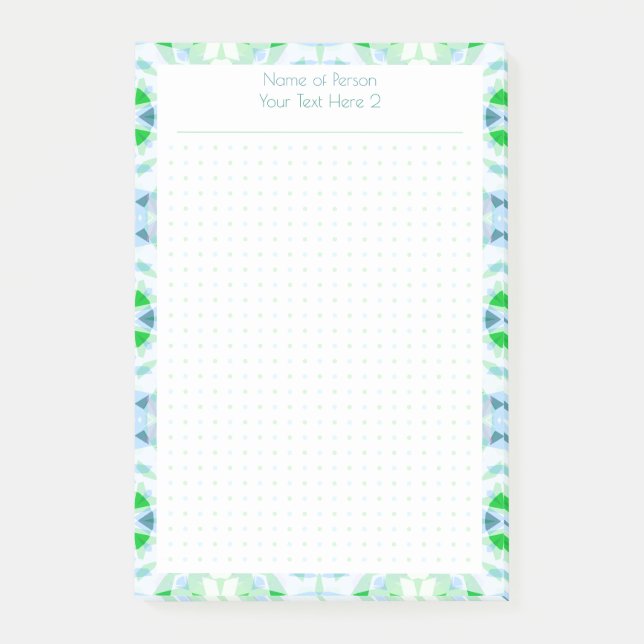 Custom Blue Green Dot Grid Student Geschenkplaner Post-it Klebezettel (Vorderseite)
