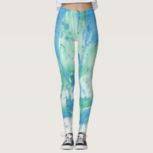 Custom Blue Green White Trendy Moderne Abstrakt Leggings