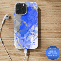 Custom Blue Grey White Modern Polygon Muster