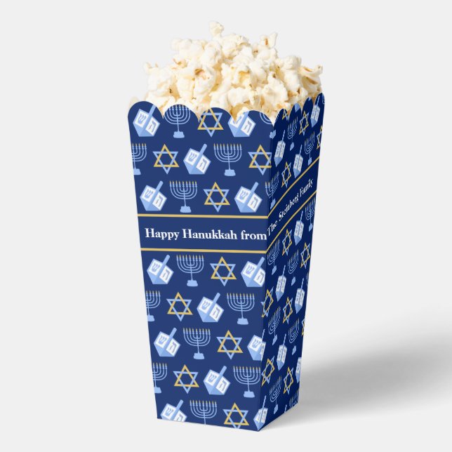 Custom Blue Hanukkah Pattern Popcorn Party Geschenkschachtel (Geplatzt)