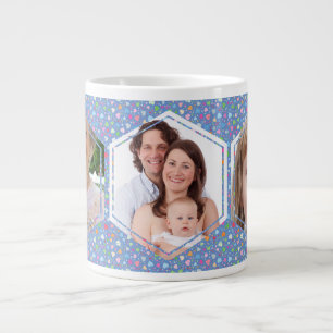 Custom Blue Heart Foto Collage Jumbo-Tasse