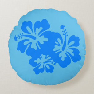 Custom Blue Hibisken Rundes Kissen