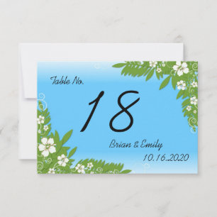 Custom Blue Hibiskus Hochzeitstichtafeln Einladung