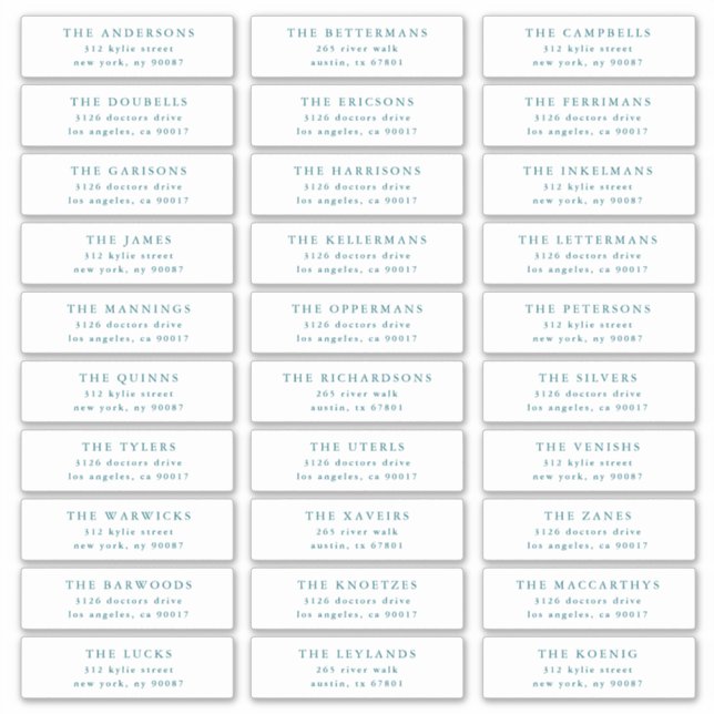 Custom Blue Individual Editable Address Stickers Aufkleber (Vorderseite)