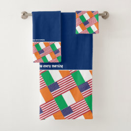 Custom Blue IRISH AMERICAN Badhandtuch Set