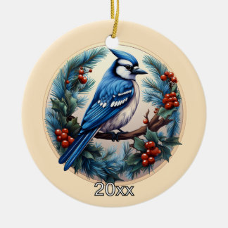 Custom Blue Jay Weihnachtsdekoration Keramik Ornament