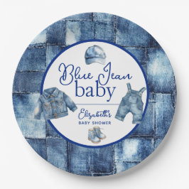 Custom Blue Jean Baby Denim Themed Baby Dusche Pappteller