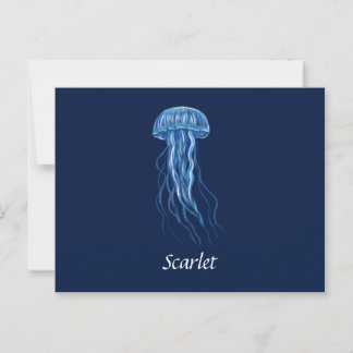 Custom Blue Jellyfish Illustration Postcard Postkarte