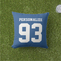 Custom blue jersey number Outdoorwurfkissen