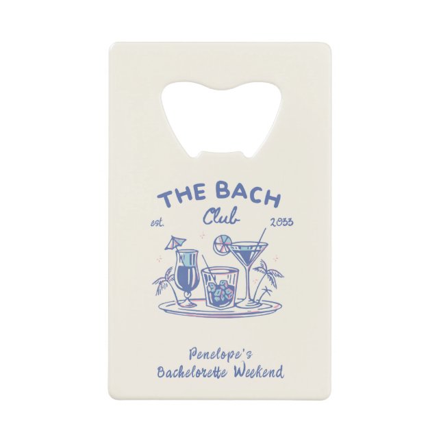 Custom Blue Junggeselinnen-Abschied Gefallen Flasc Geldbeutel Flaschenöffner (Vorderseite)