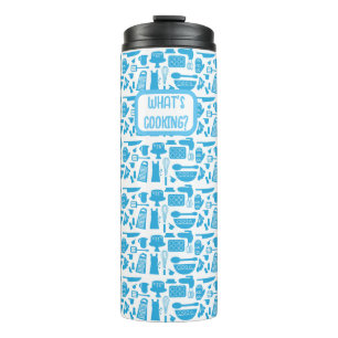 Custom Blue Kitchen Kitsch Fun Art Pattern Thermosbecher