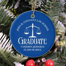 Custom Blue Law School Abschluss Foto Weihnachten Keramik Ornament