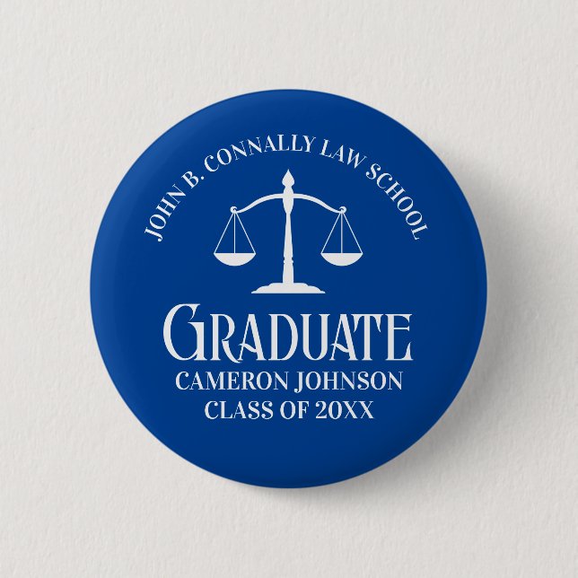 Custom Blue Law School Abschluss Keepake Button (Vorderseite)