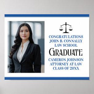 Custom Blue Law School Foto Graduation Party Poster